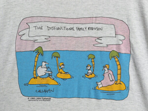 90s USA製 ジョーク アート イラスト プリント 半袖 Tシャツ メンズ XL / 古着 オールド シングルステッチ キャラクター 灰 グラフィック