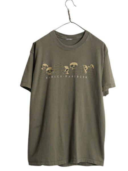 ハーレー ダビットソン 両面 プリント Tシャツ メンズ M 程 / オフィシャル ヘビーウェイト バイク スカル イーグル イラスト グラフィック