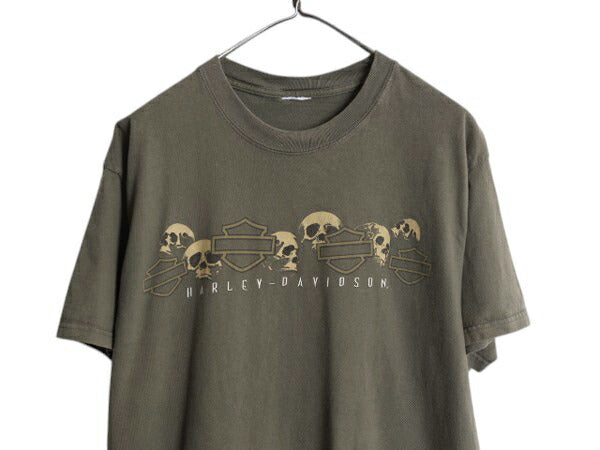 ハーレー ダビットソン 両面 プリント Tシャツ メンズ M 程 / オフィシャル ヘビーウェイト バイク スカル イーグル イラスト グラフィック