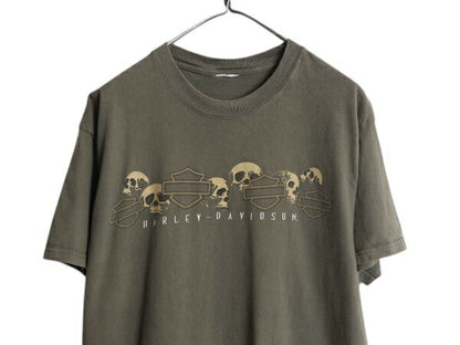 ハーレー ダビットソン 両面 プリント Tシャツ メンズ M 程 / オフィシャル ヘビーウェイト バイク スカル イーグル イラスト グラフィック