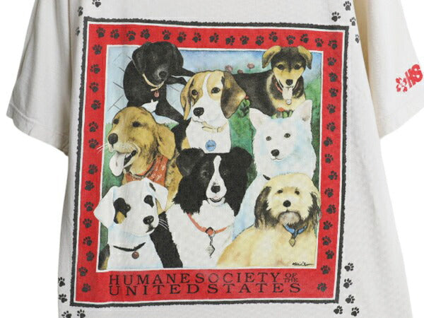 90s USA製 ドッグ イラスト 両面 プリント Tシャツ メンズ レディース M 古着 オールド アニマル アート ヘビーウェイト メッセージ 企業物