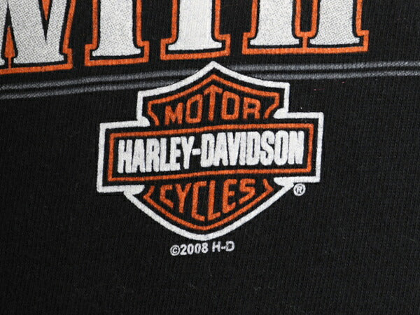 USA製 ハーレー ダビットソン 両面 プリント Tシャツ メンズ L 古着 オフィシャル バイク グラフィック ヘビーウェイト イラスト ブラック