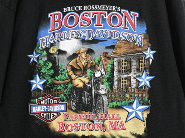 USA製 ハーレー ダビットソン 両面 プリント Tシャツ メンズ L 古着 オフィシャル バイク グラフィック ヘビーウェイト イラスト ブラック