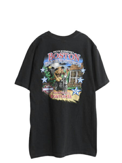 USA製 ハーレー ダビットソン 両面 プリント Tシャツ メンズ L 古着 オフィシャル バイク グラフィック ヘビーウェイト イラスト ブラック