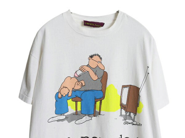 80s USA製 ジョーク キャラクター イラスト プリント Tシャツ メンズ L ヴィンテージ メッセージ アート グラフィック シングルステッチ 白
