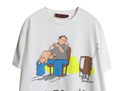 80s USA製 ジョーク キャラクター イラスト プリント Tシャツ メンズ L ヴィンテージ メッセージ アート グラフィック シングルステッチ 白