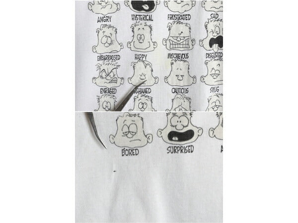 90s キャラクター アート イラスト プリント Tシャツ メンズ XL 程 オールド グラフィック メッセージ シングルステッチ ヘビーウェイト 白
