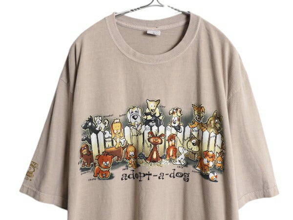 コナコーヒー キャラクター イラスト 両面 プリント Tシャツ メンズ XL 古着 企業物 当時物 アニマル ドッグ グラフィック ヘビーウェイト