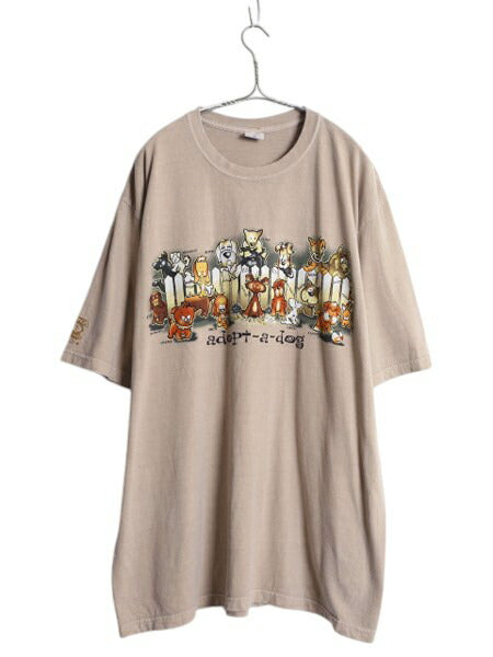 コナコーヒー キャラクター イラスト 両面 プリント Tシャツ メンズ XL 古着 企業物 当時物 アニマル ドッグ グラフィック ヘビーウェイト