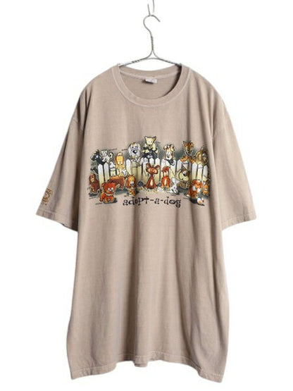 コナコーヒー キャラクター イラスト 両面 プリント Tシャツ メンズ XL 古着 企業物 当時物 アニマル ドッグ グラフィック ヘビーウェイト