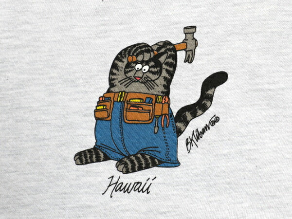 90s USA製 クリバンキャット イラスト 両面 プリント Tシャツ メンズ XL / オールド ネコ キャラクター シングルステッチ 灰 大きいサイズ