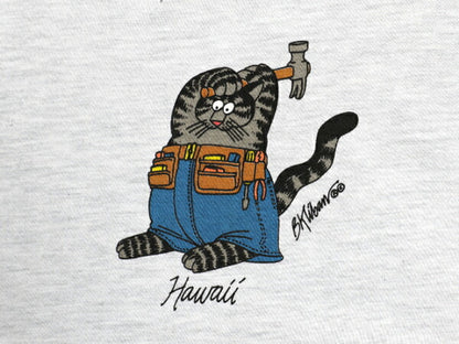 90s USA製 クリバンキャット イラスト 両面 プリント Tシャツ メンズ XL / オールド ネコ キャラクター シングルステッチ 灰 大きいサイズ