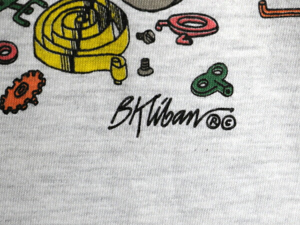 90s USA製 クリバンキャット イラスト 両面 プリント Tシャツ メンズ XL / オールド ネコ キャラクター シングルステッチ 灰 大きいサイズ