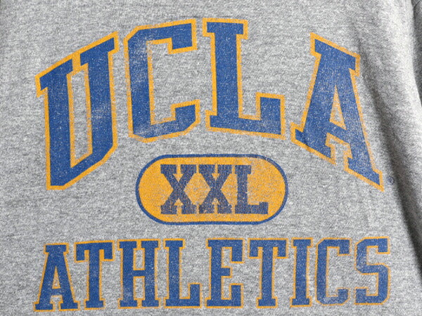 90s 3段 カレッジ プリント Tシャツ メンズ XXL 古着 オールド UCLA ヘビーウェイト シングルステッチ カットソー 大きいサイズ 2XL グレー