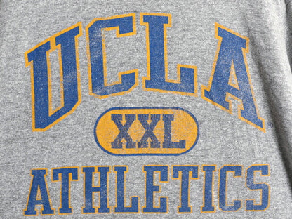 90s 3段 カレッジ プリント Tシャツ メンズ XXL 古着 オールド UCLA ヘビーウェイト シングルステッチ カットソー 大きいサイズ 2XL グレー