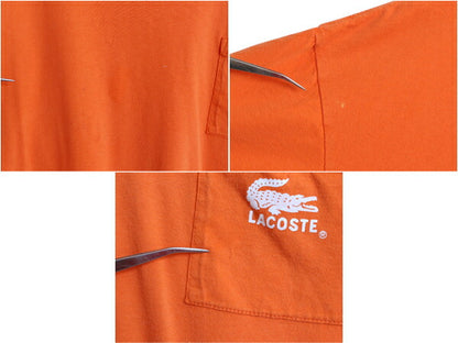 80s 90s ラコステ ポケット付き 半袖 Tシャツ メンズ レディース M オールド ヴィンテージ ワンポイント シングルステッチ オレンジ ポケT