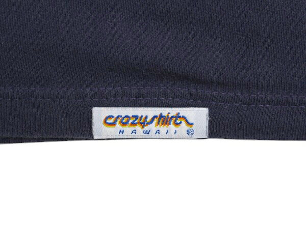 90s USA製 アート イラスト 両面 プリント Tシャツ メンズ L 古着 オールド グラフィック ヘビーウェイト Crazy Shirt シングルステッチ 紺