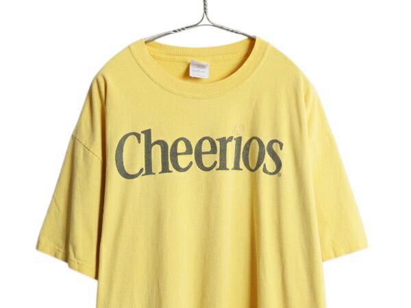 00s Cheerios 企業 ロゴ イラスト プリント Tシャツ メンズ XL オールド 当時物 グラフィック ヘビーウェイト 大きいサイズ カットソー 黄