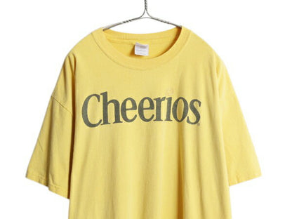 00s Cheerios 企業 ロゴ イラスト プリント Tシャツ メンズ XL オールド 当時物 グラフィック ヘビーウェイト 大きいサイズ カットソー 黄