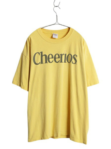00s Cheerios 企業 ロゴ イラスト プリント Tシャツ メンズ XL オールド 当時物 グラフィック ヘビーウェイト 大きいサイズ カットソー 黄
