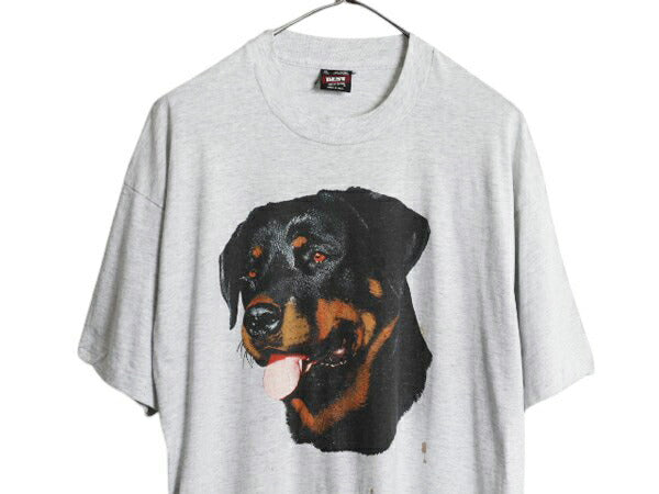 90s USA製 ドッグ アート イラスト プリント Tシャツ メンズ XL 古着 アニマル 犬 グラフィック シングルステッチ 大きいサイズ カットソー