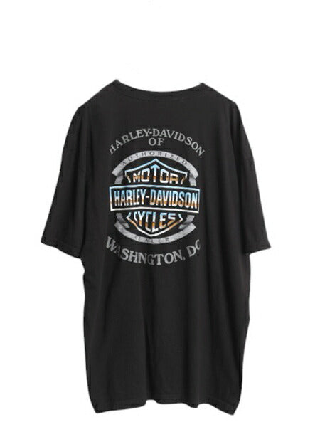 USA製 ハーレー ダビッドソン スカル プリント Tシャツ メンズ XXL / 古着 オフィシャル バイク イラスト カットソー 黒 大きいサイズ 2XL