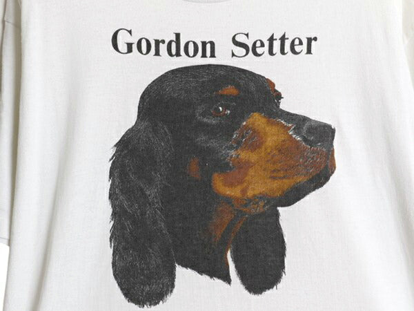 90s ドッグ アート イラスト プリント Tシャツ メンズ L 程/ 古着 オールド アニマル 犬 キャラクター グラフィック シングルステッチ 白