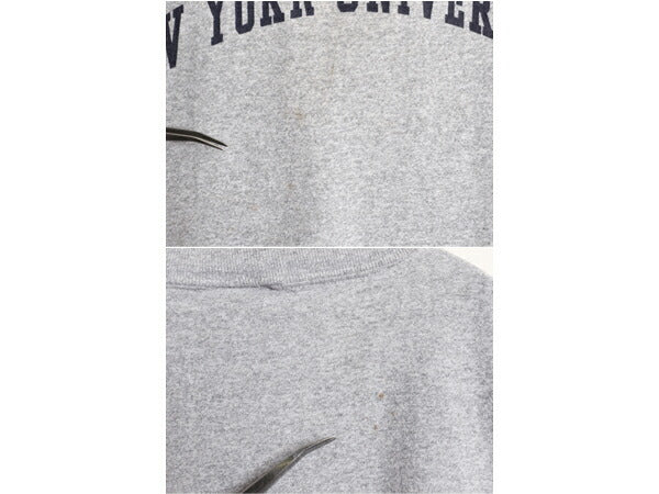 90s USA製 2段 カレッジ プリント Tシャツ メンズ L / 古着 オールド ヘビーウェイト シングルステッチ カットソー 霜降り グレー シンプル