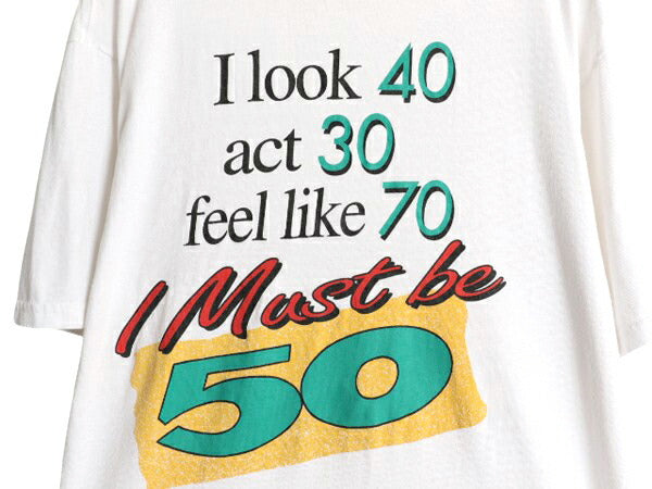 90s ジョーク メッセージ プリント Tシャツ メンズ L / 古着 オールド グラフィック アート イラスト ヘビーウェイト カットソー ホワイト