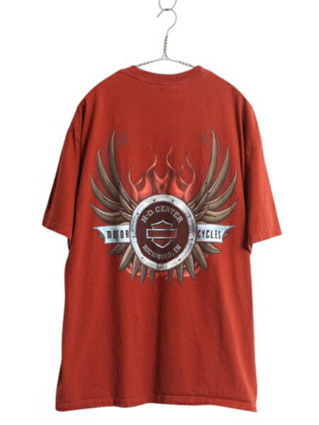 USA製 ハーレー ダビットソン 両面 プリント Tシャツ メンズ XL / オフィシャル バイク ファイヤー グラフィック イラスト ヘビーウェイト