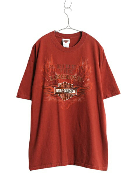 USA製 ハーレー ダビットソン 両面 プリント Tシャツ メンズ XL / オフィシャル バイク ファイヤー グラフィック イラスト ヘビーウェイト