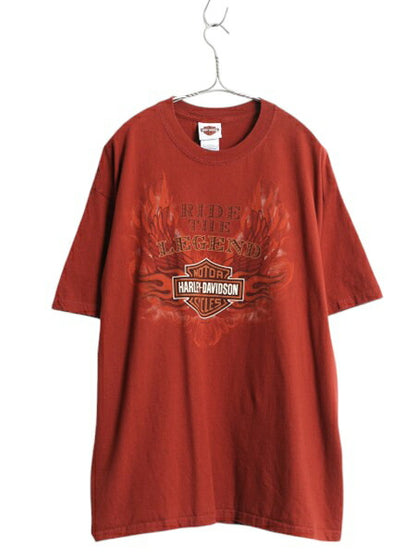 USA製 ハーレー ダビットソン 両面 プリント Tシャツ メンズ XL / オフィシャル バイク ファイヤー グラフィック イラスト ヘビーウェイト