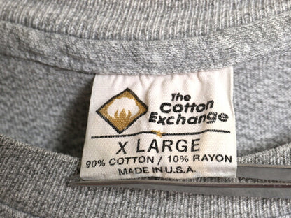 90s USA製 5段 カレッジ プリント Tシャツ メンズ XL 古着 オールド ヘビーウェイト シングルステッチ カットソー 大きいサイズ グレー 杢