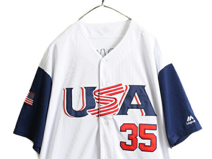 WBC アメリカ 代表 大きいサイズ XL 程■ 2017 オフィシャル Majestic ワールドベースボールクラシック ベースボール シャツ メンズ 限定品