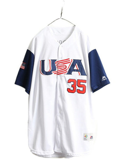 WBC アメリカ 代表 大きいサイズ XL 程■ 2017 オフィシャル Majestic ワールドベースボールクラシック ベースボール シャツ メンズ 限定品