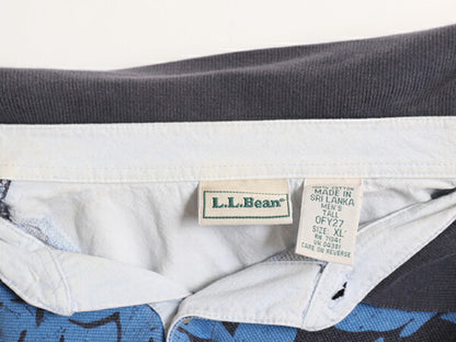 90s エルエルビーン 鹿の子 半袖 ポロシャツ メンズ XL / オールド LLBEAN 総柄 半袖シャツ LLビーン 大きいサイズ アロハ ハワイアン 花柄