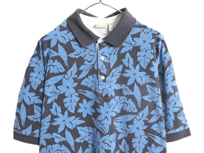 90s エルエルビーン 鹿の子 半袖 ポロシャツ メンズ XL / オールド LLBEAN 総柄 半袖シャツ LLビーン 大きいサイズ アロハ ハワイアン 花柄