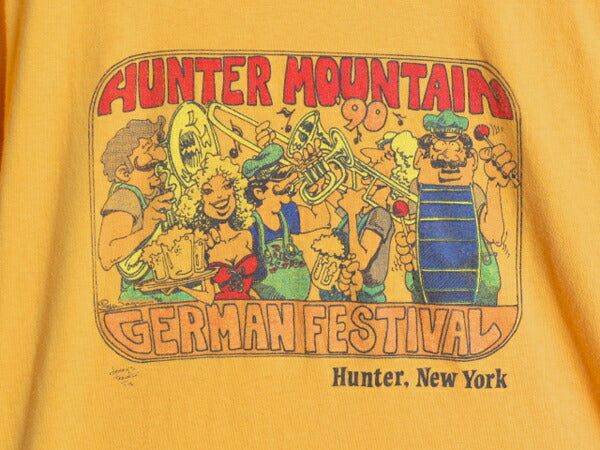 90s USA製 フェス アート イラスト プリント Tシャツ メンズ L / オールド キャラクター グラフィック シングルステッチ ヘビーウェイト 黄