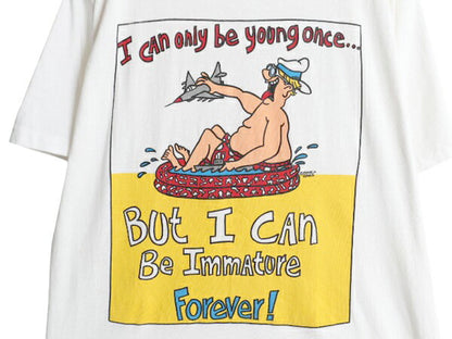 90s USA製 ジョーク メッセージ イラスト プリント Tシャツ メンズ L / 古着 オールド キャラクター アート グラフィック シングルステッチ