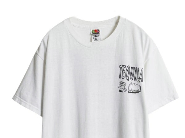 00s テキーラ ジョーク イラスト 両面 プリント Tシャツ メンズ L 古着 オールド 当時物 キャラクター アート グラフィック カットソー 白