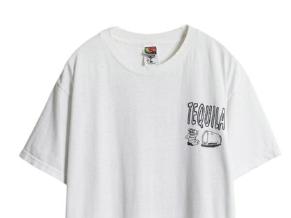 00s テキーラ ジョーク イラスト 両面 プリント Tシャツ メンズ L 古着 オールド 当時物 キャラクター アート グラフィック カットソー 白