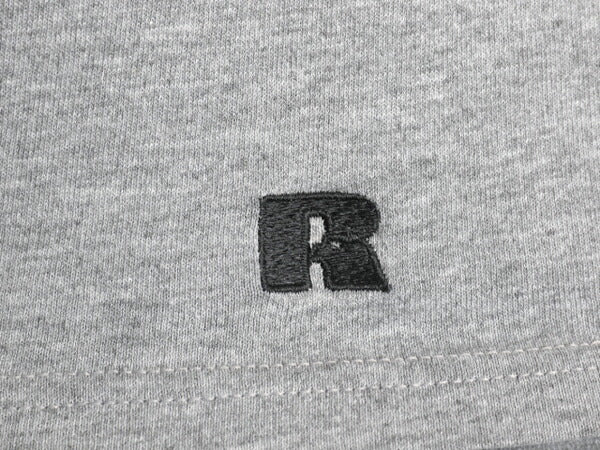 00s ラッセル 無地 半袖 Tシャツ メンズ レディース L / オールド ワンポイント カットソー ロゴ刺繍 クルーネック 霜降り グレー シンプル