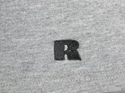 00s ラッセル 無地 半袖 Tシャツ メンズ レディース L / オールド ワンポイント カットソー ロゴ刺繍 クルーネック 霜降り グレー シンプル