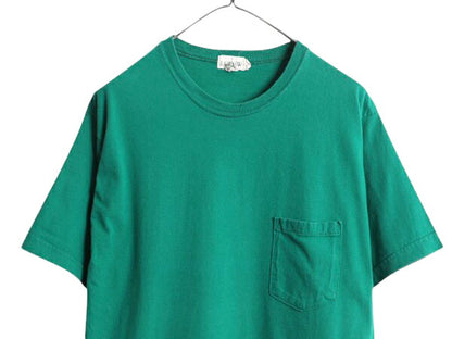 90s USA製 ジェイクルー ポケット付き 無地 半袖 Tシャツ メンズ XL 古着 ポケT カットソー クルーネック ヘビーウェイト 大きいサイズ 緑