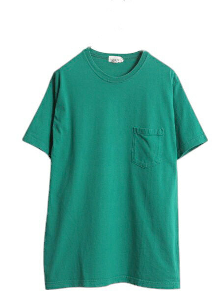 90s USA製 ジェイクルー ポケット付き 無地 半袖 Tシャツ メンズ XL 古着 ポケT カットソー クルーネック ヘビーウェイト 大きいサイズ 緑