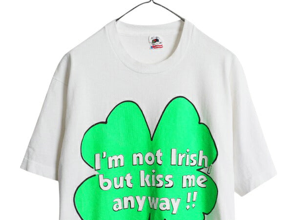 90s USA製 ジョーク メッセージ プリント Tシャツ メンズ XL 古着 オールド グラフィック アート イラスト ヘビーウェイト 白 大きいサイズ