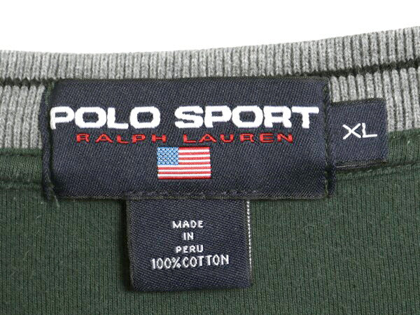 90s ポロスポーツ ラルフローレン Vネック 長袖 Tシャツ メンズ XL / 古着 ロンT コットン ワンポイント ロゴ刺繍 大きいサイズ カットソー