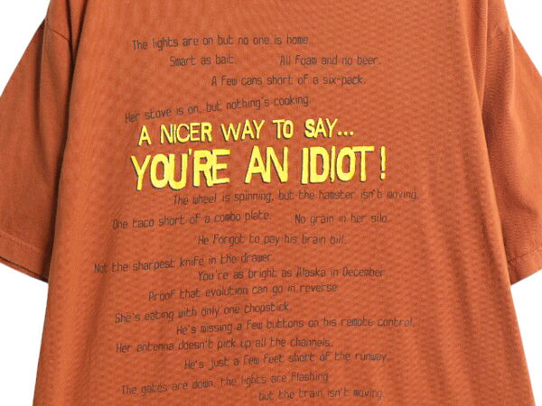 00s ジョーク メッセージ プリント Tシャツ メンズ L 00年代 オールド イラスト グラフィック アート ヘビーウェイト カットソー レンガ色