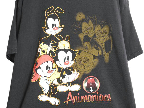 90s USA製 ワーナー キャラクター プリント Tシャツ メンズ レディース XL 古着 オールド 当時物 イラスト ヘビーウェイト 大きいサイズ 黒