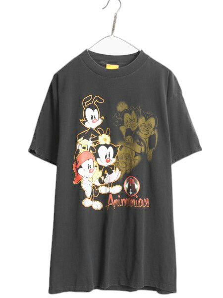 90s USA製 ワーナー キャラクター プリント Tシャツ メンズ レディース XL 古着 オールド 当時物 イラスト ヘビーウェイト 大きいサイズ 黒